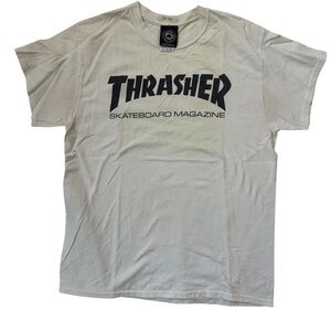 Thrasher Skateboard Magazine Logo T-Shirt Cream Mens Medium
